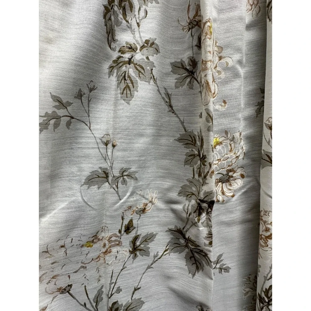 Vintage Pinch Pleat Drapes Sheers Bohemian Brown Floral 2 Panels 26'W x 45
